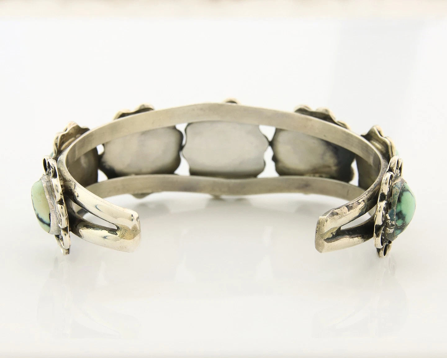 Navajo Cuff Bracelet Sterling Silver Natural Damele Turquoise Vintage Handmade