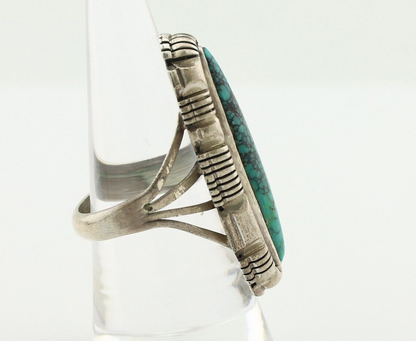 Navajo Ring 925 Silver Spiderweb Turquoise Signed WIEHE & RLI C.80's