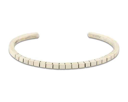 Navajo Bracelet 925 Silver Hand Stamped Signed M.C. ISASIB C.80's