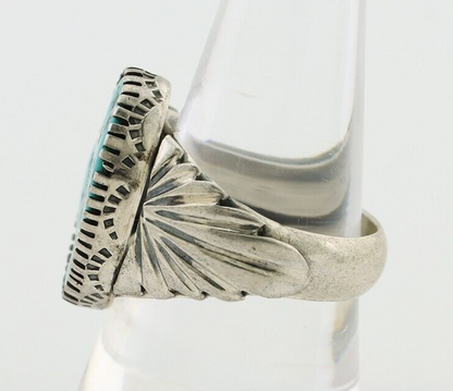 Navajo Ring 925 Silver Blue Sleeping Beauty Turquoise Artist Signed DK C.80's