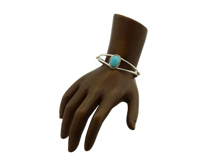 Navajo Bracelet 925 Silver Sleeping Beauty Turquoise Native Artist C.80's