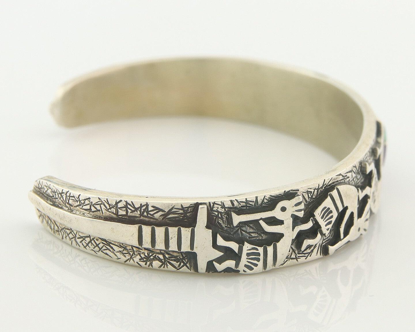 Vintage Navajo Bracelet 925 Silver Handmade Authentic Gemstone Kokopelli