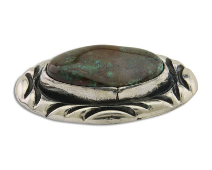 Navajo Pin 925 Silver Natural Mined Turquoise Artist Signed C Montoya C.80's