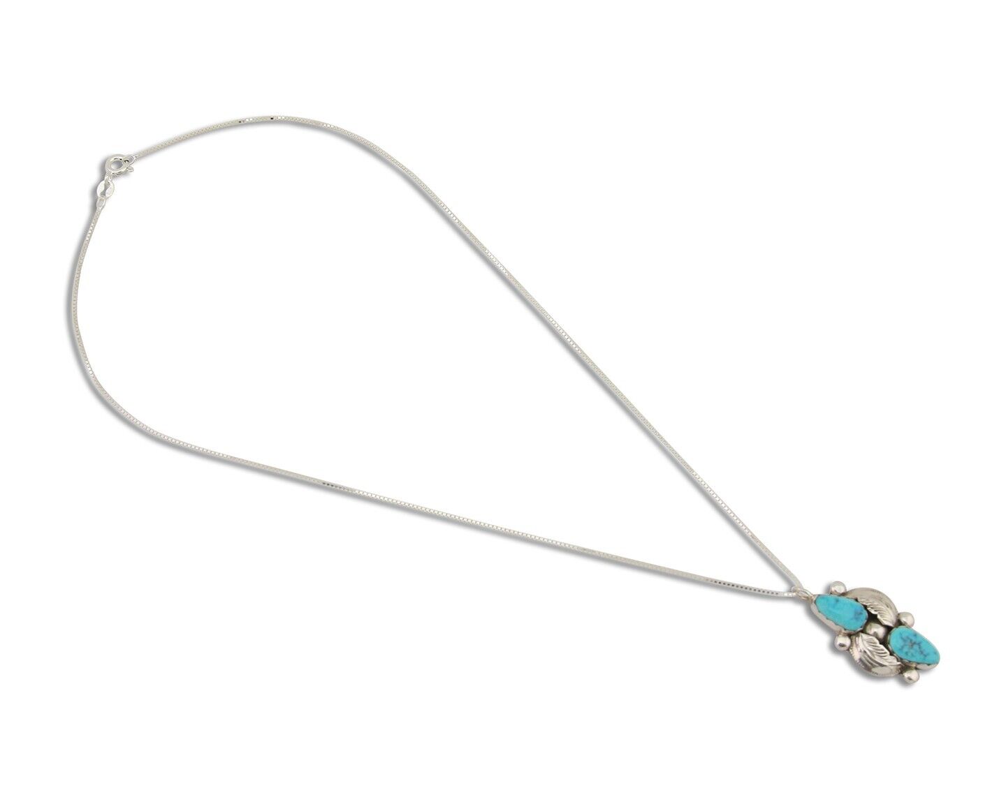 Navajo Turquoise Handmade Necklace 925 Silver Signed Simplicio C.80's