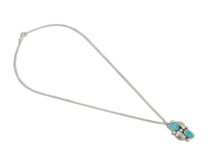 Navajo Turquoise Handmade Necklace 925 Silver Signed Simplicio C.80's