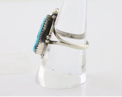 Navajo Ring 925 Silver Sleeping Beauty Turquoise Signed Justin Morris C.80's