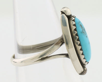 Navajo Ring 925 Silver Sleeping Beauty Turquoise Artist Signed SC C.80's