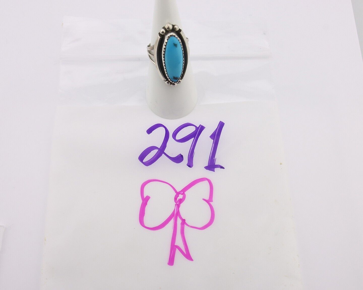 Navajo Ring 925 Silver Sleeping Beauty Turquoise Native American C.80's