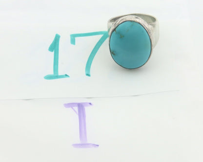 Navajo Ring 925 Sterling Turquoise Handmade Signed M Montoya C.80's Size 8.25