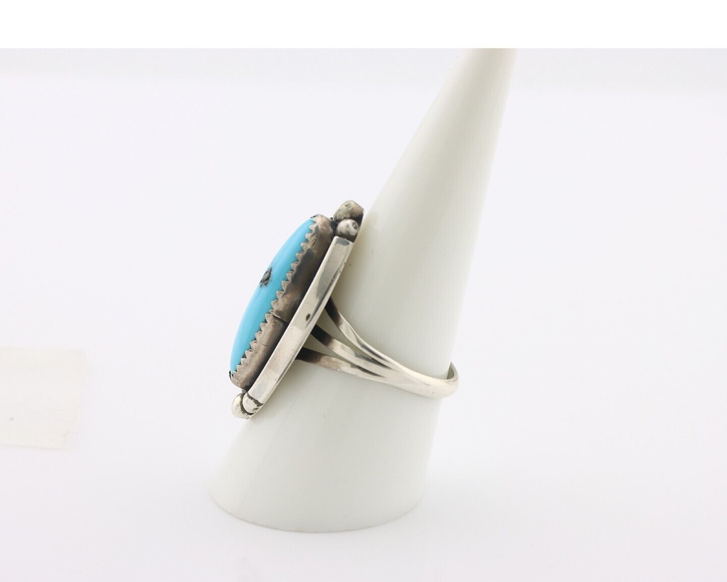 Navajo Ring .925 Silver Sleeping Beauty Turquoise Signed SkyStone Creations C80s