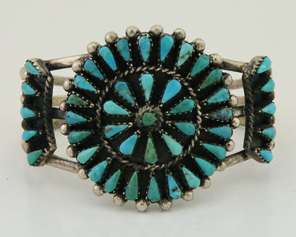 Navajo Bracelet 925 Silver Natural Blue Turquoise Native American Artist C.80's