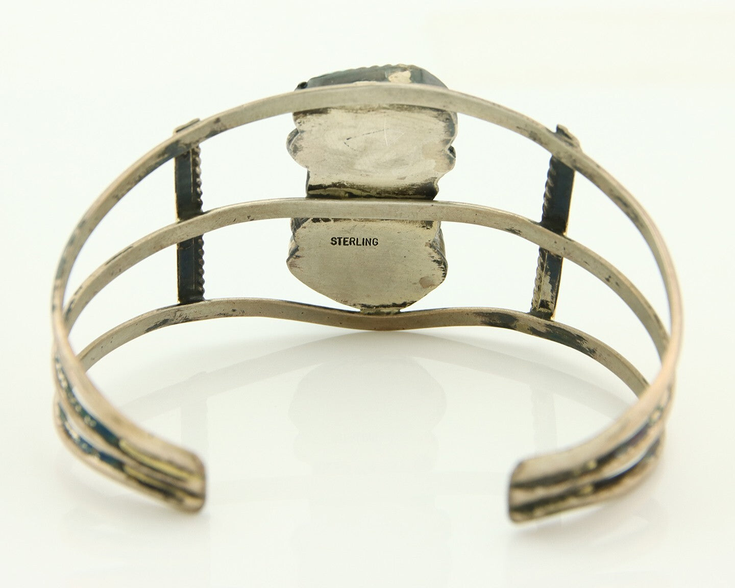 Navajo Bracelet 925 Silver Natural Blue Turquoise Native American Artist C.80s