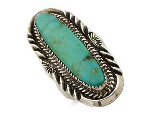 Navajo Ring 925 Silver Natural Mined Turquoise Artist Signed Mike Begay C.80's