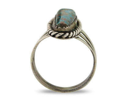 Navajo Ring 925 Sterling Nevada Turquoise Native American Artist C.80's