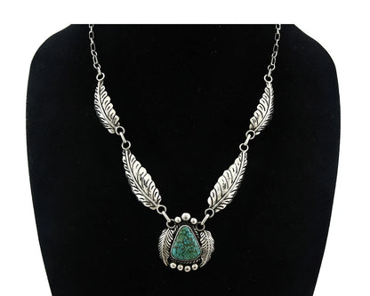 Navajo Necklace Sterling Spiderweb Turquoise Vintage Handmade Signed Sunrise C80