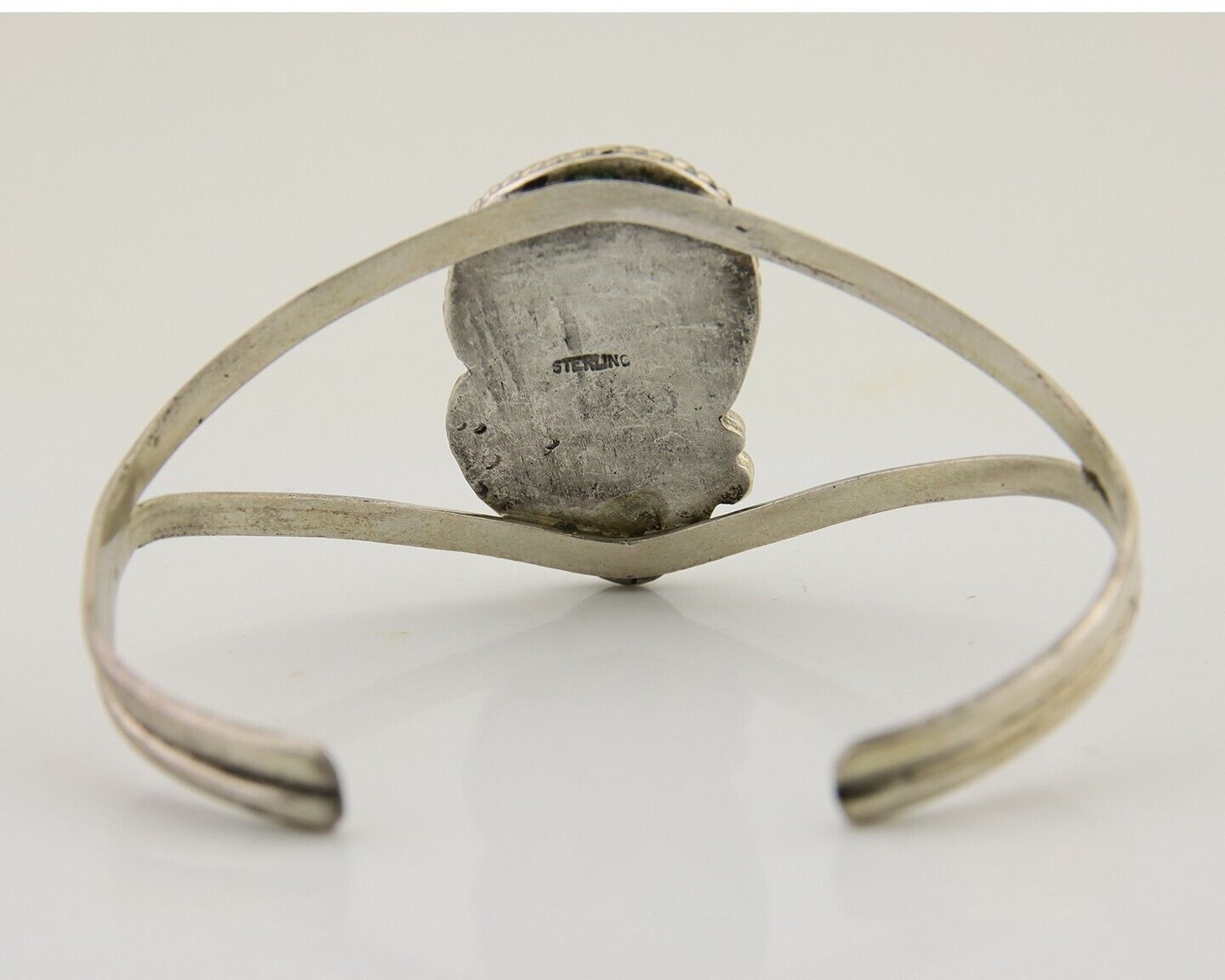 Navajo Hand Stamped Cuff Bracelet Turquoise 925 Silver Native American Artist