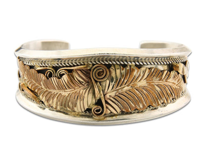 Navajo Bracelet 925 Silver & 12k Yellow Gold Filled Signed Justin Morris C.80's