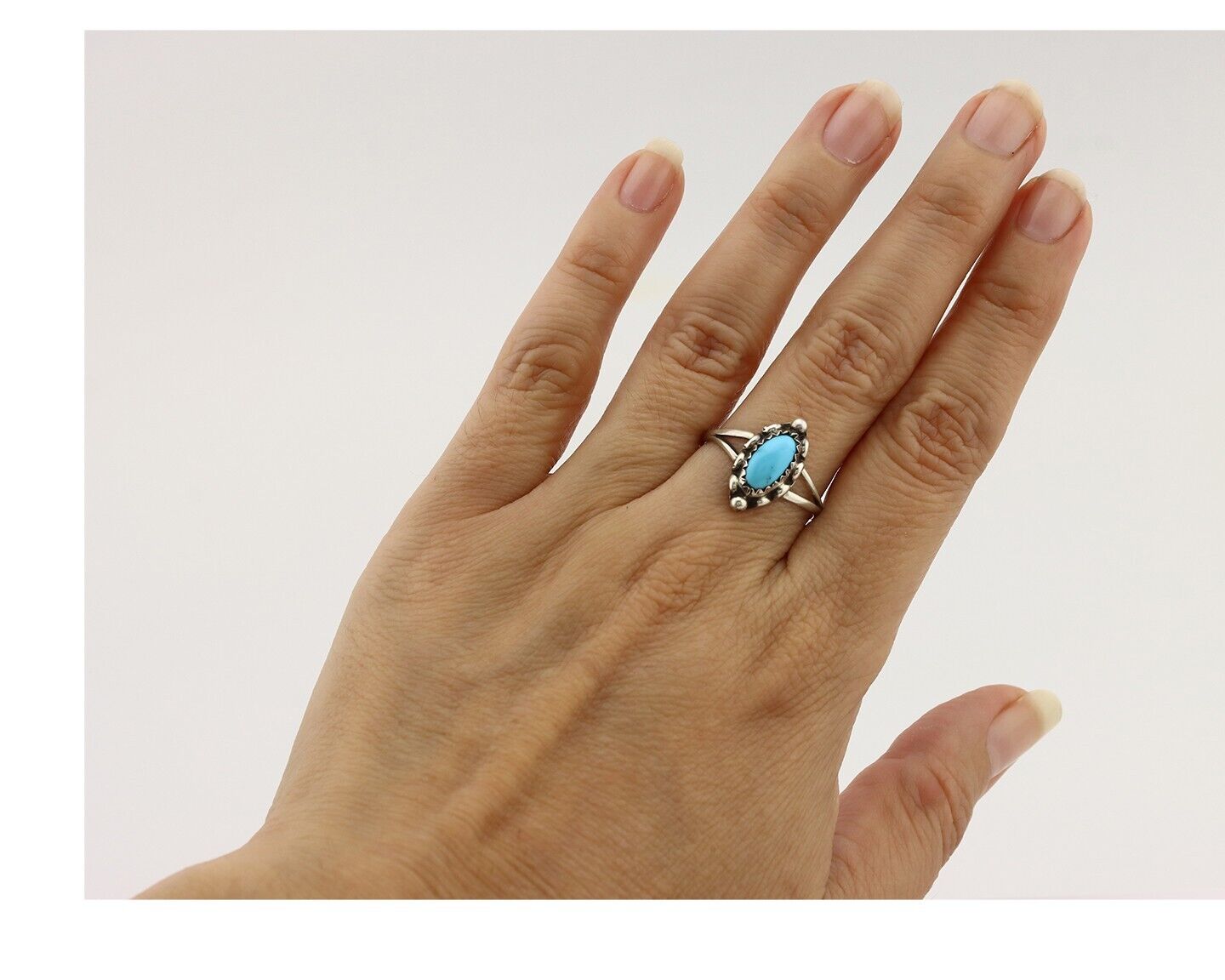 Navajo Ring 925 Silver Turquoise Artist Signed SkyStone Creations C.80's