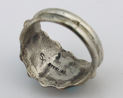 Navajo Ring 925 Silver Blue Turquoise Artist Signed SkyStone Creations C.80's