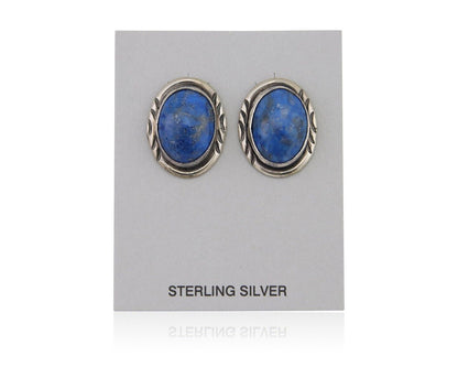 Navajo Paw Earrings 925 Silver Blue Denim Lapis Native American Artist C.80's
