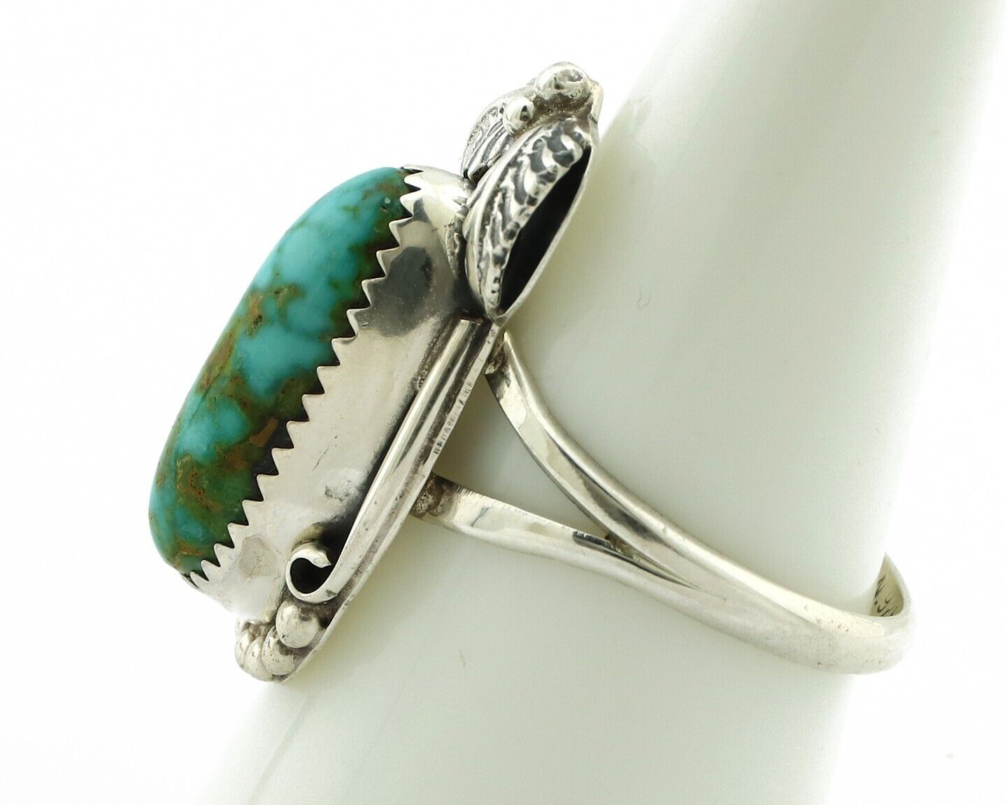 Navajo Ring .925 Silver Natural Mined Royston Turquoise Artist Signed SN C.80's