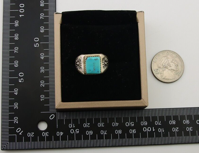 Navajo Handmade Ring 925 Silver Turquoise Native Artist C.80's