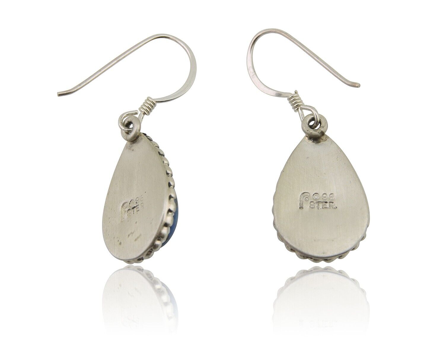 Navajo Earrings 925 Silver Blue Denim Lapis Artist Signed First Eagle C.80's