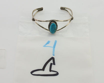 Navajo Bracelet 925 Silver Kingman Turquoise Artist Signed IJC C.80's