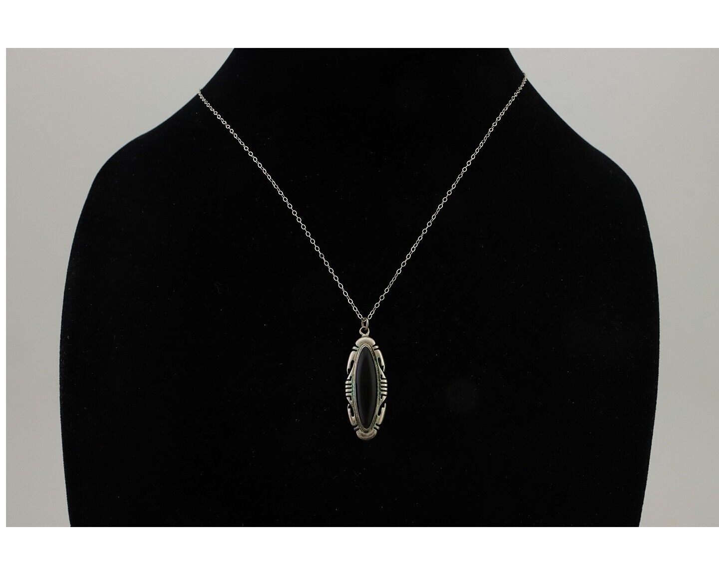Navajo Necklace 925 Silver Black Onyx Artist Signed SC & O C.80's
