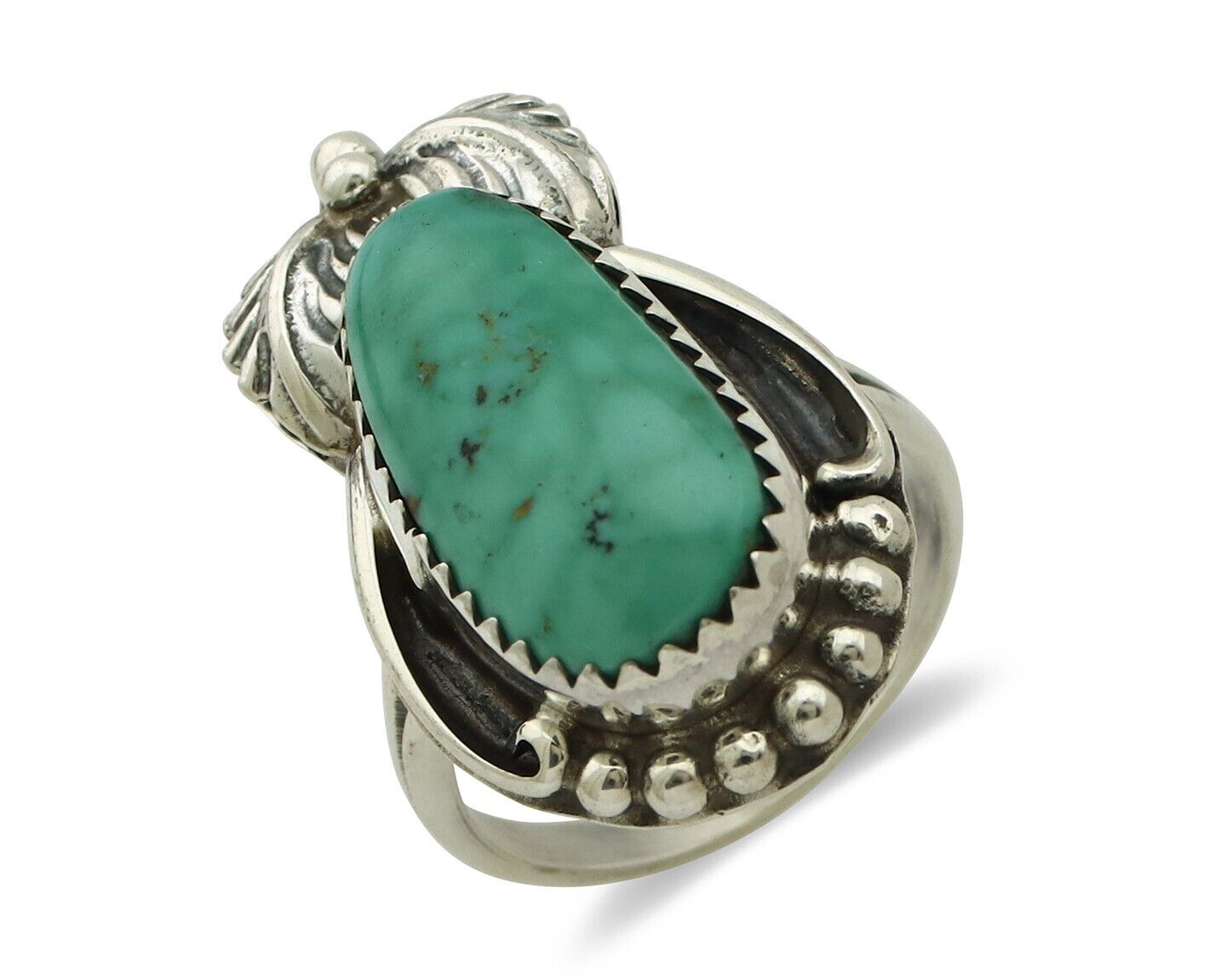 Navajo Ring .925 Silver Natural Mined Southwest Turquoise Artist Signed SN C80s