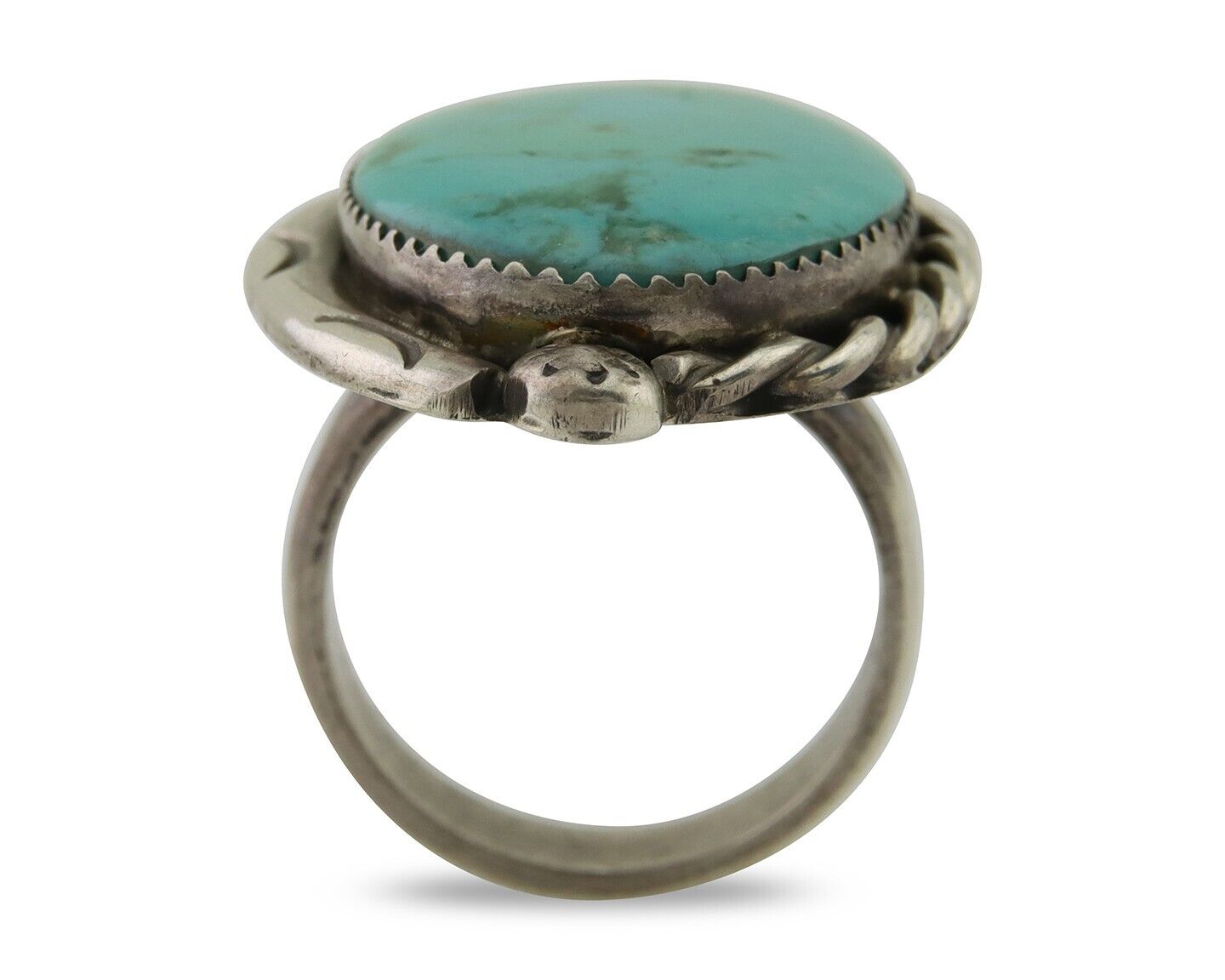Navajo Ring 925 Silver Blue Turquoise Native American Artist C.80's