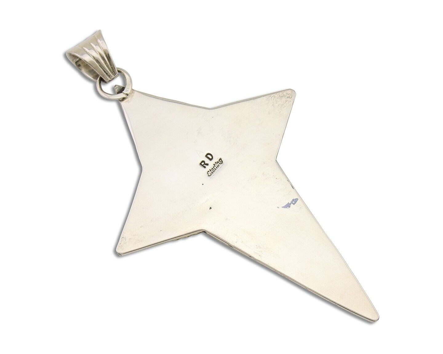 Large Navajo Cross Pendant 925 Silver Mediterranean Coral Artist Signed RD C.80s