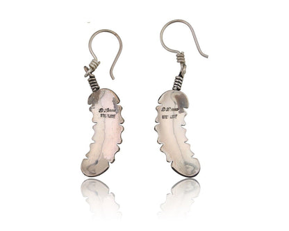 Navajo Eagle Feather Dangle Earrings 925 Silver Artist Signed D Lerma C.80's
