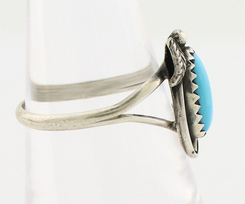 Navajo Ring 925 Silver Sleeping Beauty Turquoise Signed SkyStone Creations C80s