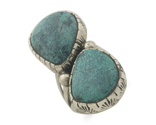 Vintage Navajo Ring 925 Sterling Authentic Turquoise Signed RD Size 7.5