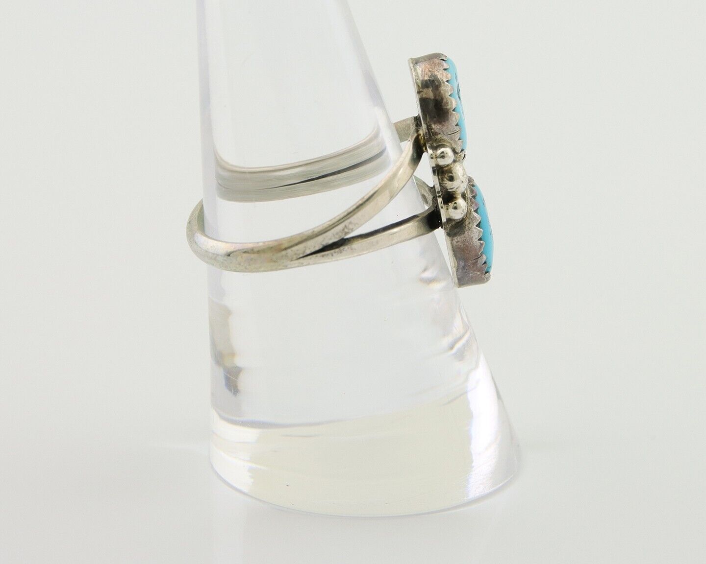 Navajo Ring 925 Silver Sleeping Beauty Turquoise Native American Artist C.80's