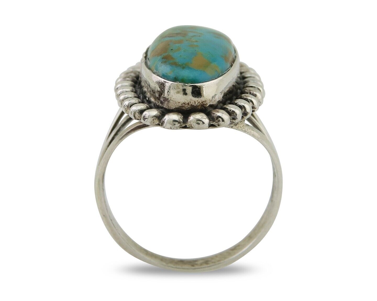 Navajo Shield Ring 925 Silver Arizona Turquoise Native Artist C.80's