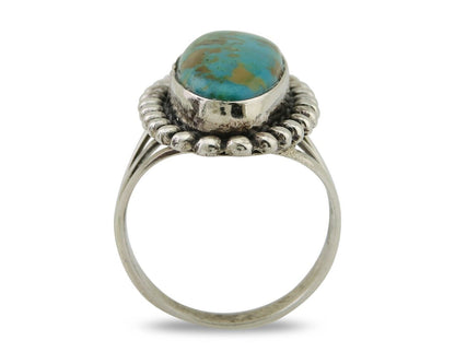 Navajo Shield Ring 925 Silver Arizona Turquoise Native Artist C.80's