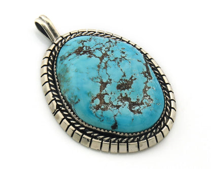 Navajo Pendant Sterling Silver Turquoise Vintage Signed Tom Willeto C.80's