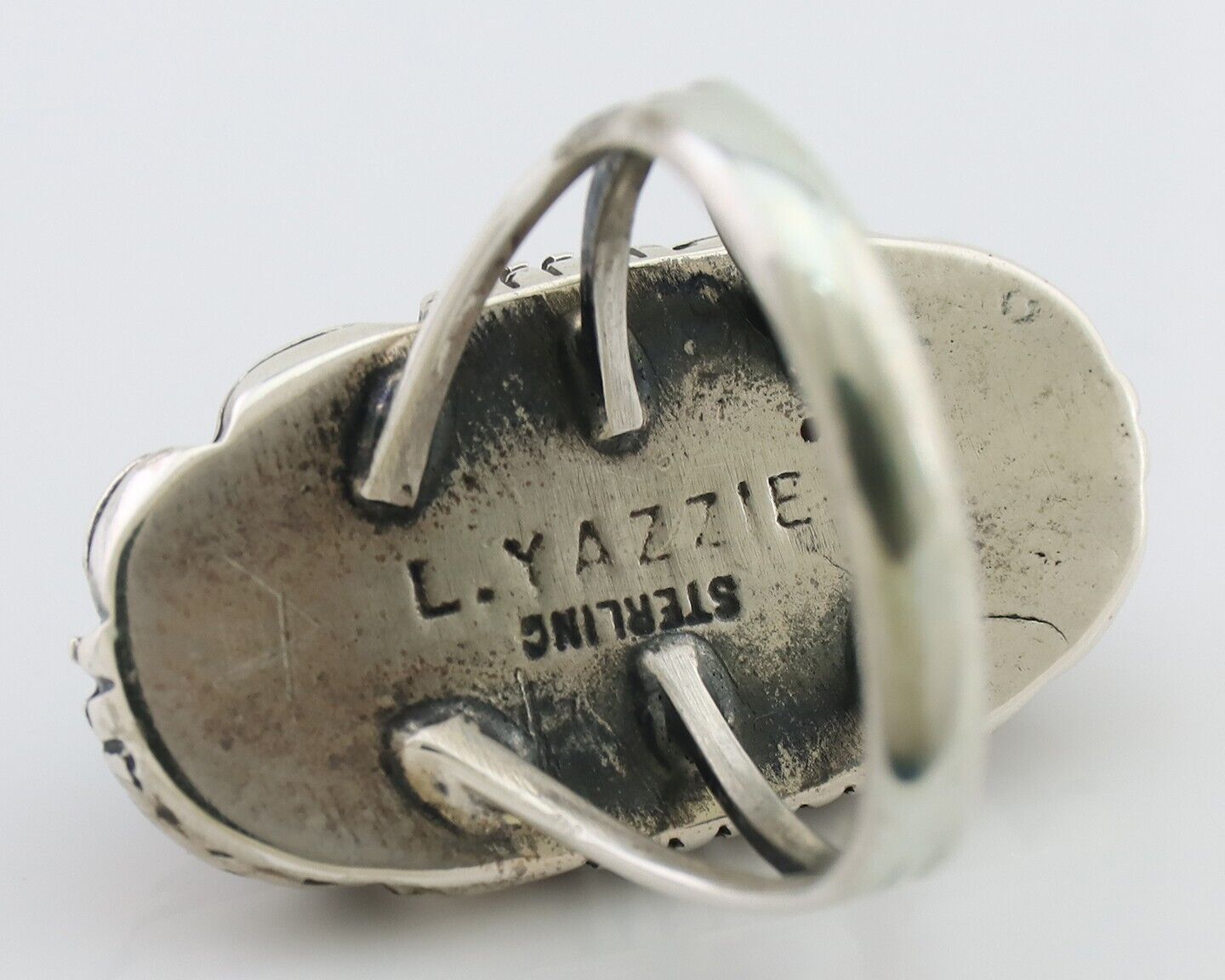 Navajo Ring 925 Silver Natural Turquoise Signed L Yazzie Size 6.25 C.80's