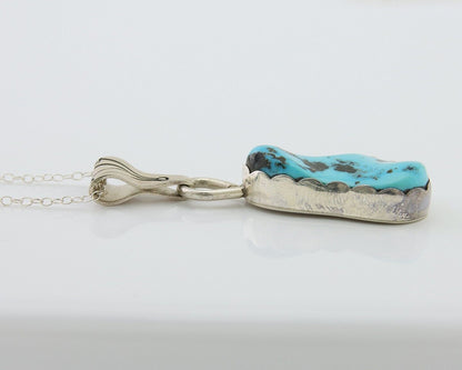 Navajo Necklace 925 Silver Blue Turquoise Artist Signed Tony Guerro C.80's