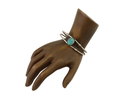 Navajo Cuff Bracelet 925 Silver Natural Blue Turquoise Native American C.80's