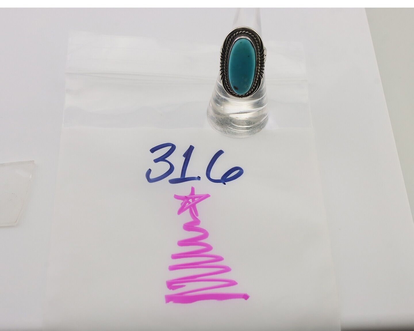 Navajo Ring 925 Silver Blue Turquoise Artist Signed William Denetdale C.80's