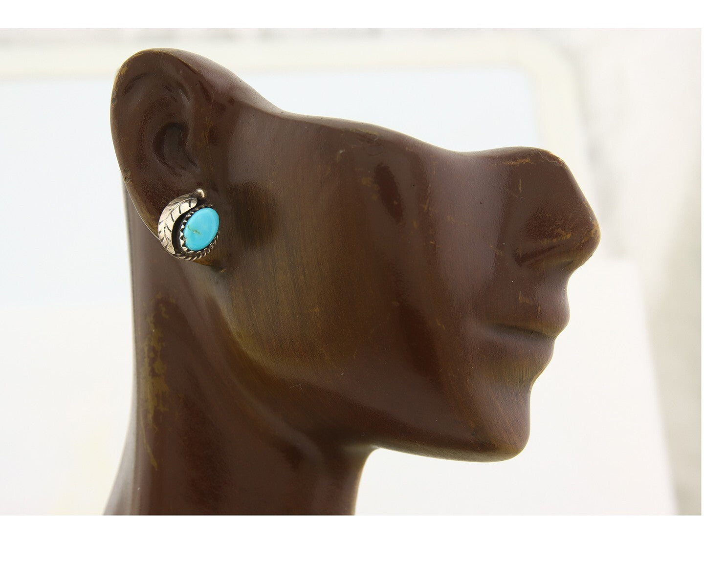 Navajo Earrings 925 Silver Natural Turquoise Native American Artist C.80's