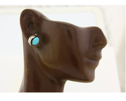 Navajo Earrings 925 Silver Natural Turquoise Native American Artist C.80's