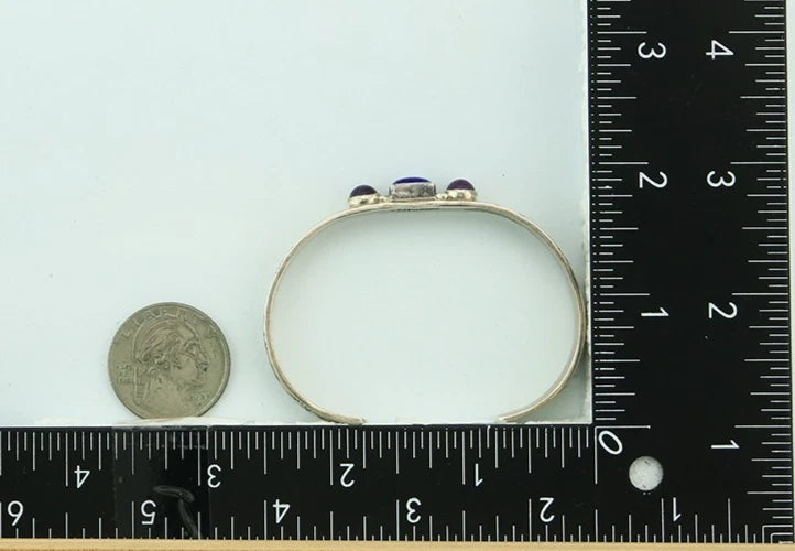 Navajo Cuff Bracelet 925 Sterling Silver Natural Gemstones Signed Circle JW & GR