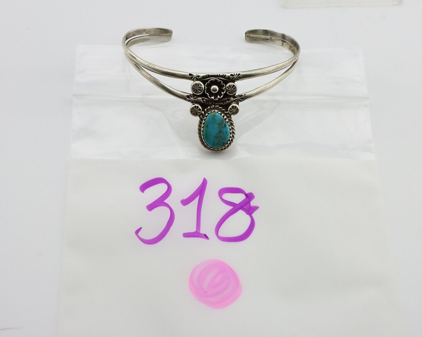 Navajo Bracelet 925 Silver Kingman Turquoise Artist Native American C.80's