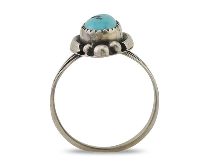 Navajo Ring 925 Silver Sleeping Beauty Turquoise Artist Signed SC C.80's