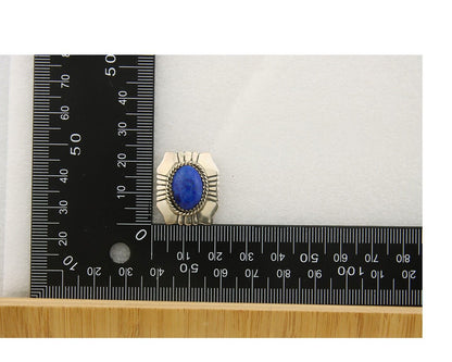 Navajo Earrings 925 Silver Handmade Natural Lapis Artist Signed Begay C.80's
