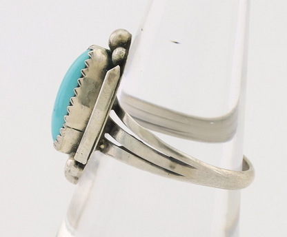 Navajo Ring 925 Silver Sleeping Beauty Turquoise Artist Signed SC C.80's